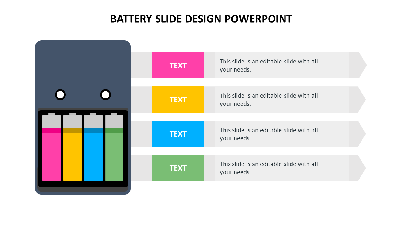 Reusable battery slide design powerpoint